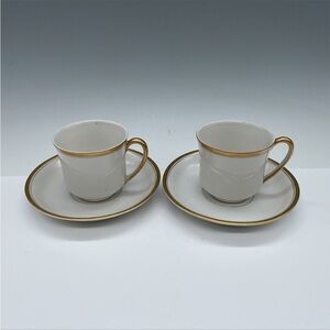 4 pcs Antique Nippon Hand Painted Porcelain Espresso Cup & Saucer White /‎ Gold